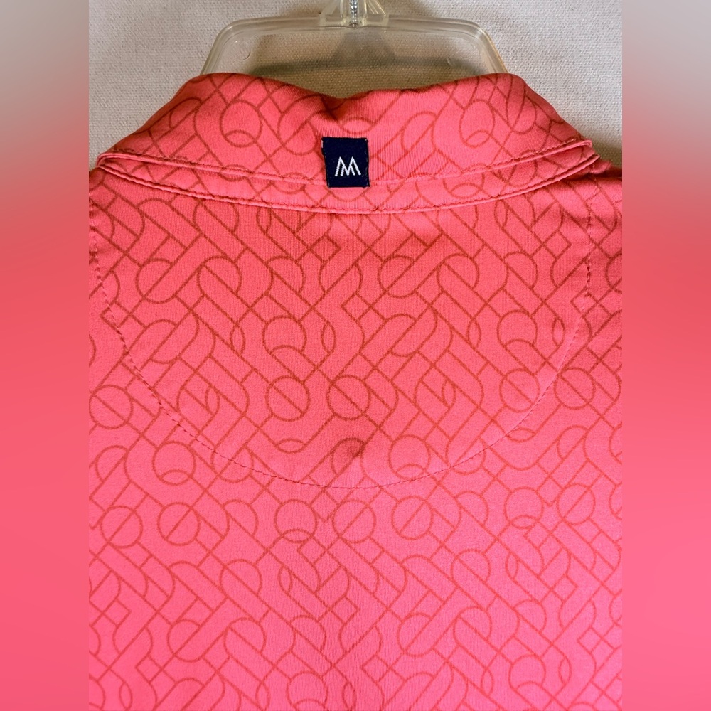 Mizzen+Main Mens Large Trim Golf Polo Shirt Coral Pink Performance - Picture 6 of 9